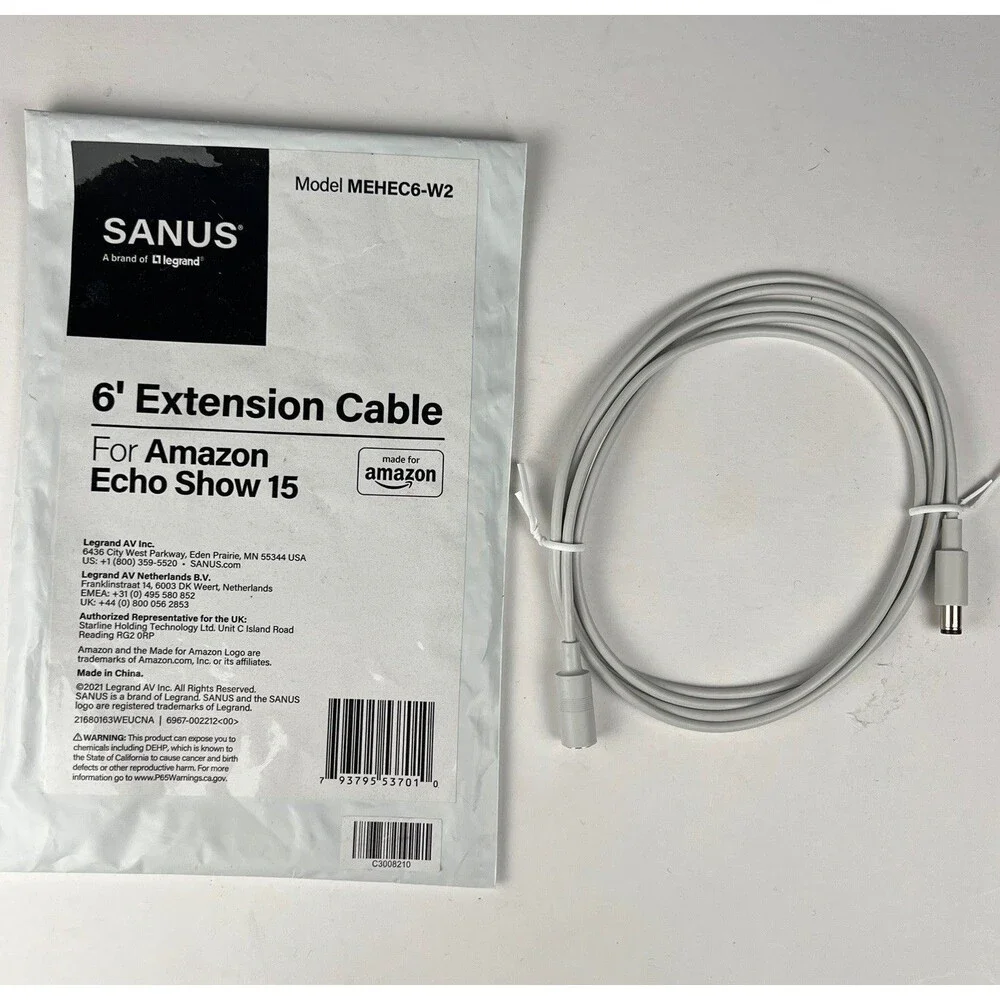 6’ Extension Power Cable for Amazon Echo Show 15 Or Echo Show 21